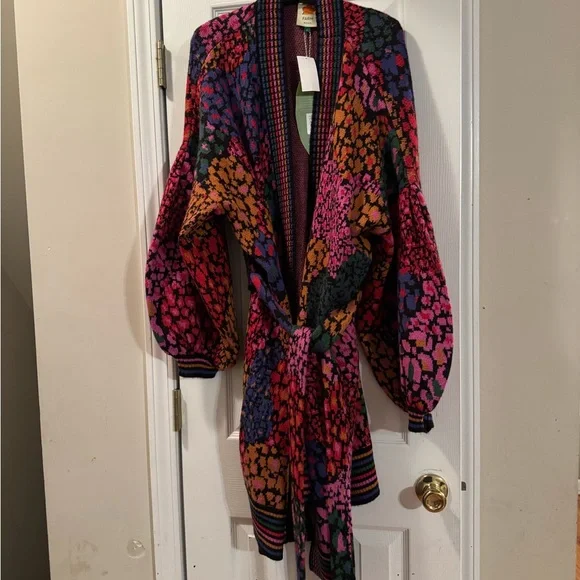 Farm Rio rainbow knit wool Cardigan - Pink, Purple, Orange, Green, Blue - Picture 2 of 5